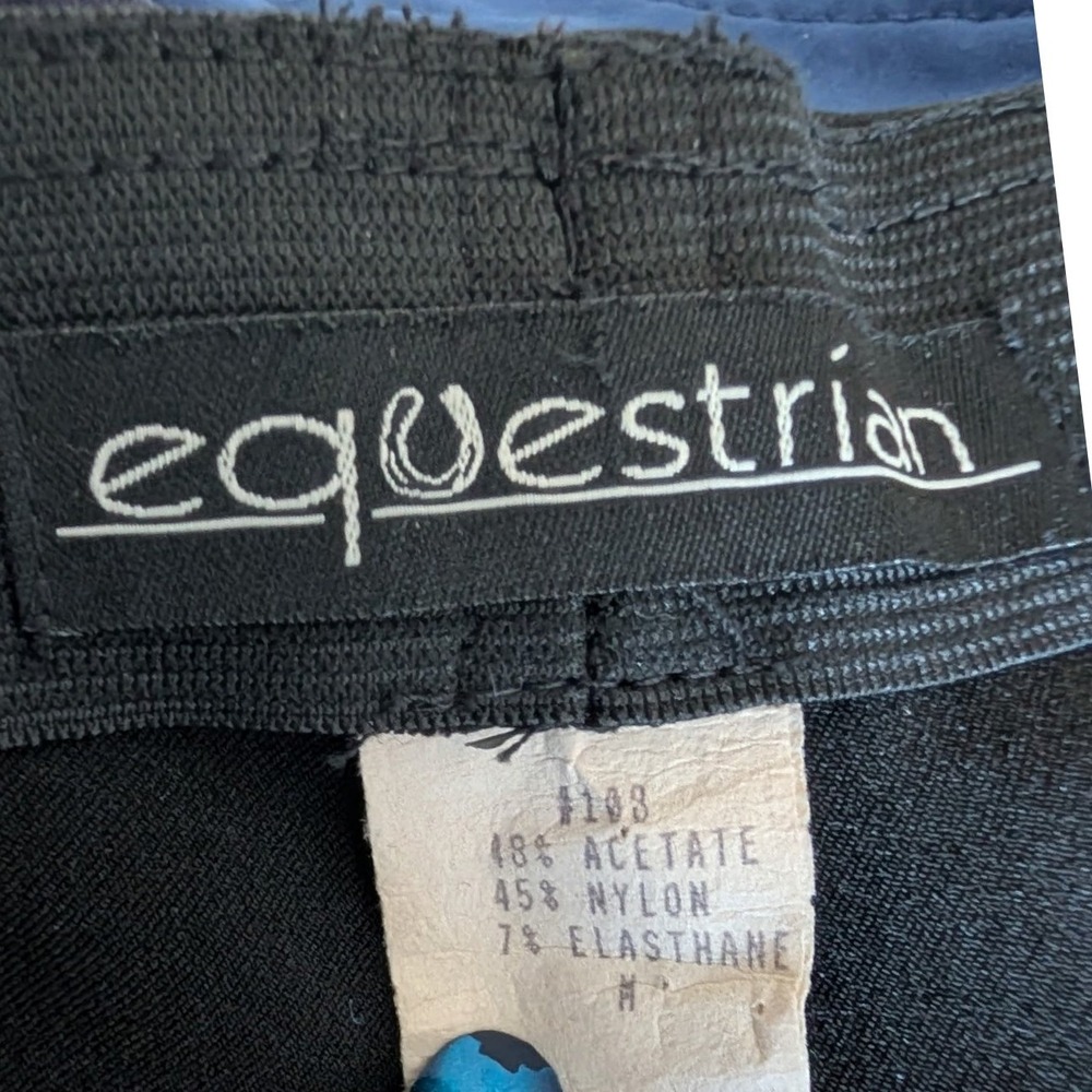 Equestrian Vintage Black High Waisted Cigarette Pants Satin Slim Trousers Size M - Picture 3 of 3